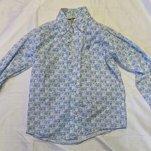 Wrangler Kids Blue Paisley Button Down Shirt